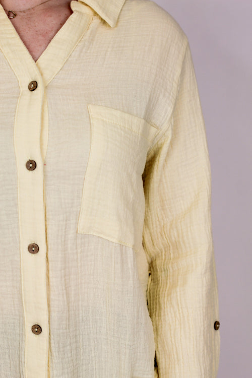 Linen Daydreams Top-Pale Yellow
