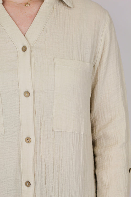 Linen Daydreams Top-Beige