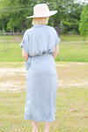 Wrapped Up Midi Dress-Dusty Blue
