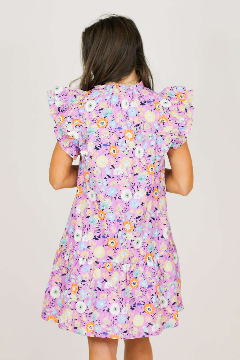 Fiona Flowers Dress-Purple
