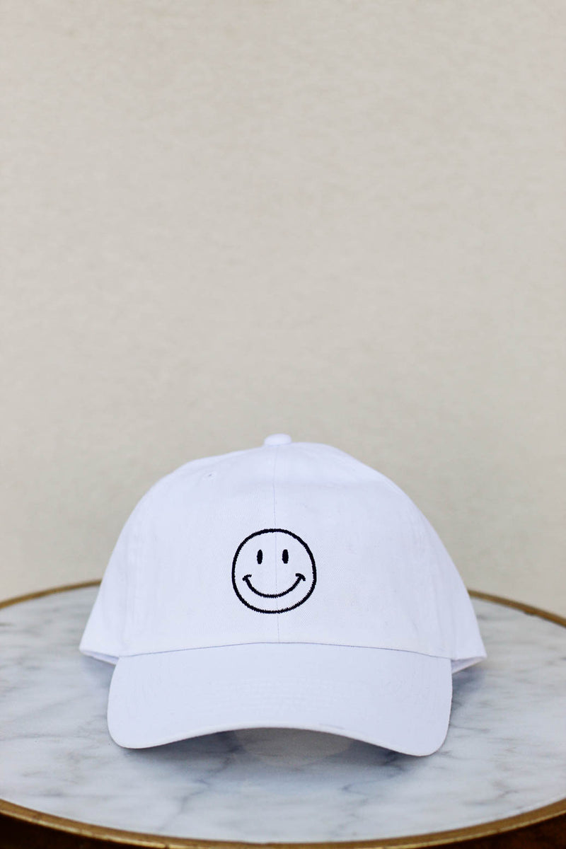 Happy Face Hat-White