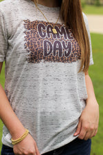 Game Day Leopard Tee-Heather Grey