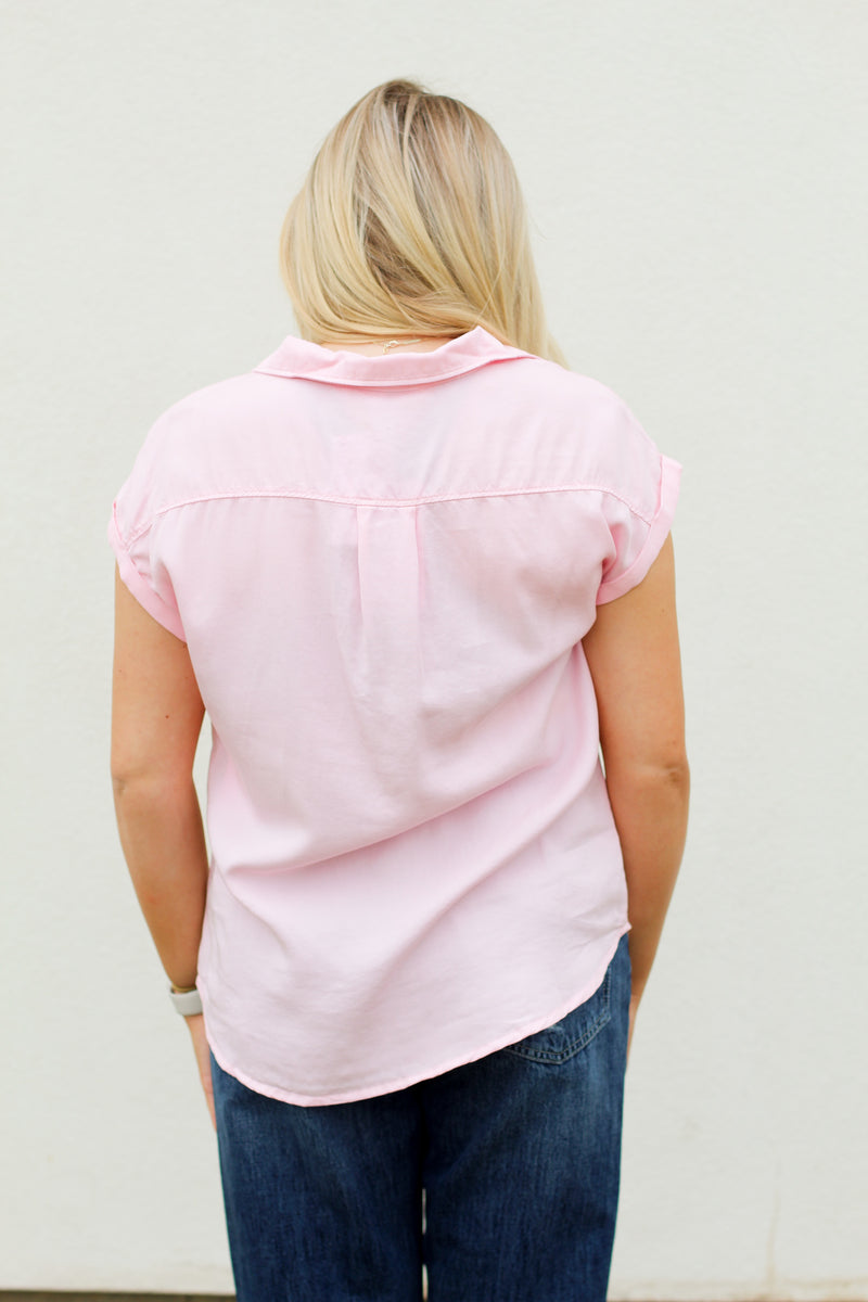 Beth Button Down Top-Light Pink