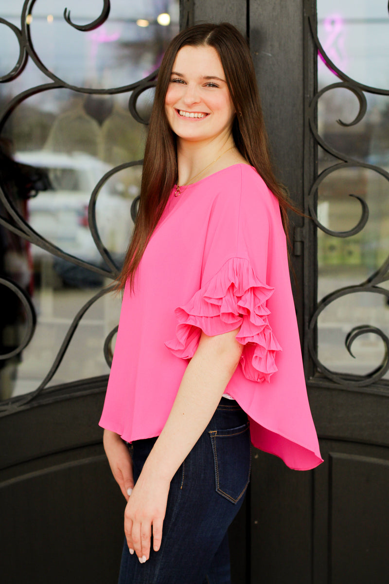 Fun In Frills Top-Pink
