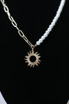 Pearl & Chain Necklace-Sunburst