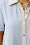 Leather Pocket Dress-Baby Blue