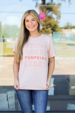 Autumn Leaves & Pumpkins Tee-Peach