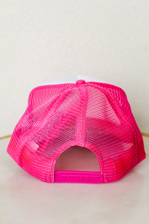 Heart Patch Hat-Hot Pink