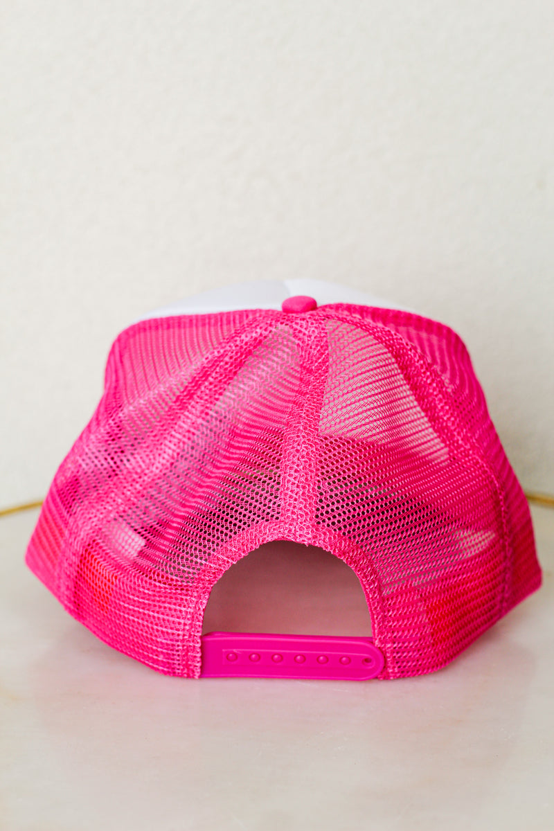 Heart Patch Hat-Hot Pink