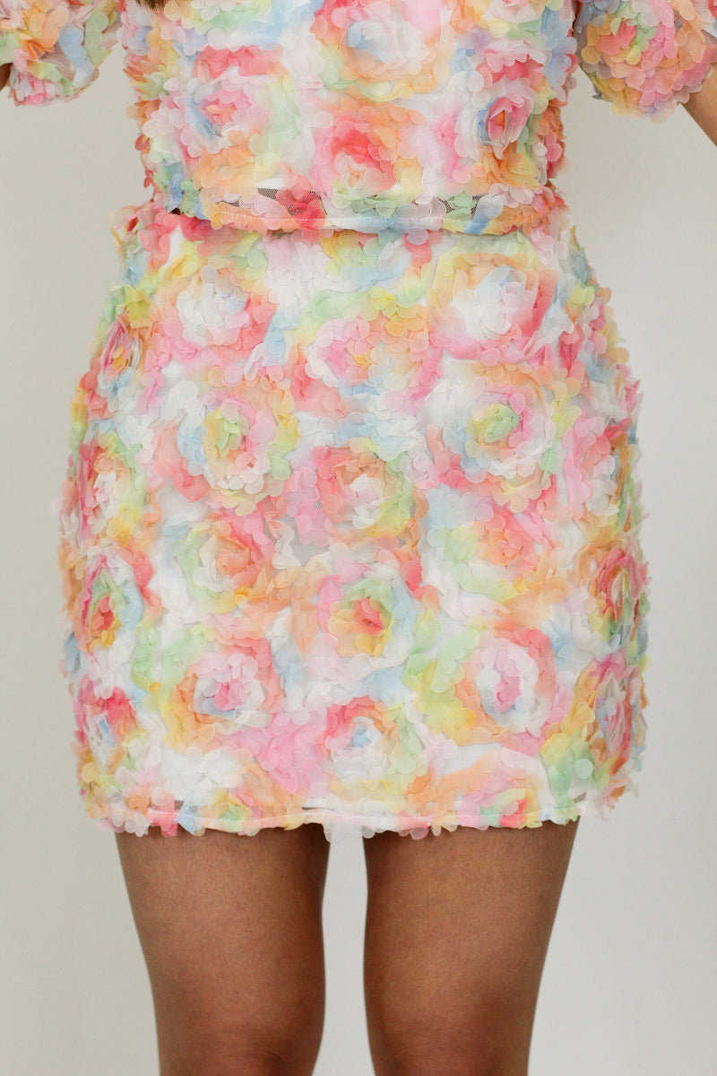 Sweet Floral Skirt-Light Coral