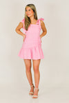 Cinched Spring Dress-Pink