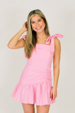 Cinched Spring Dress-Pink