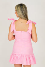 Cinched Spring Dress-Pink