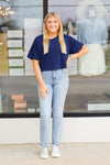 Carly Crop Top-Navy