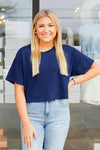 Carly Crop Top-Navy