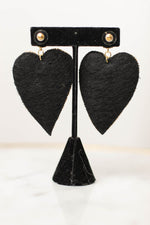 Beaded Love Heart Earring-Black