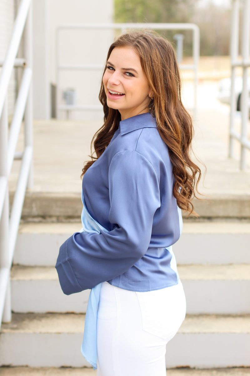 My Valentine Top-Dusty Blue
