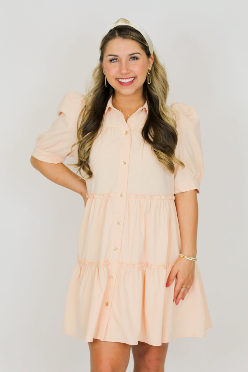 Gloria Babydoll Dress-Peach