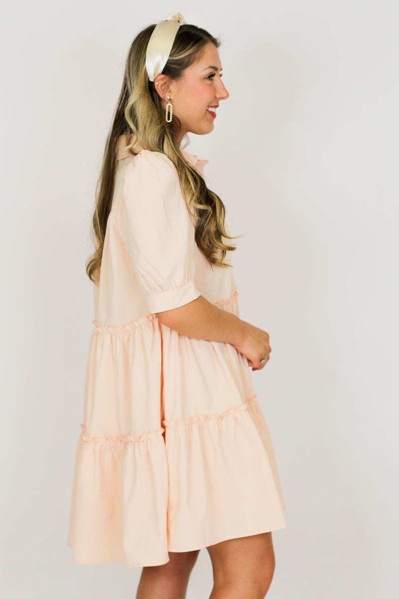 Gloria Babydoll Dress-Peach
