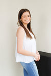 Classy Ruffle Tank-White