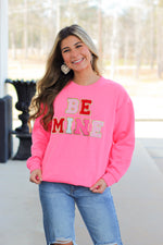 Be Mine Patch Sweatshirt-Neon Pink