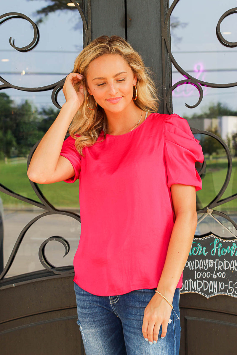 Let's Be Social Top-Hot Pink