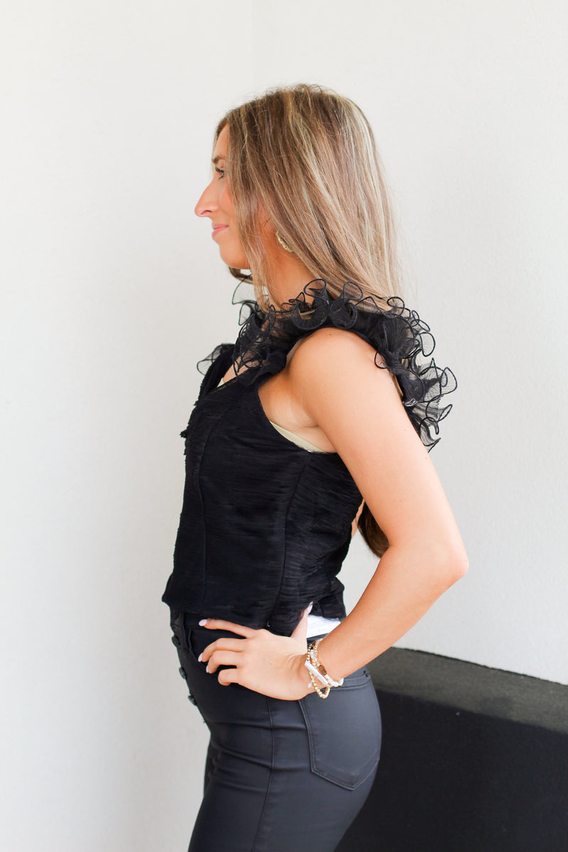 Spiral Strap Tank-Black