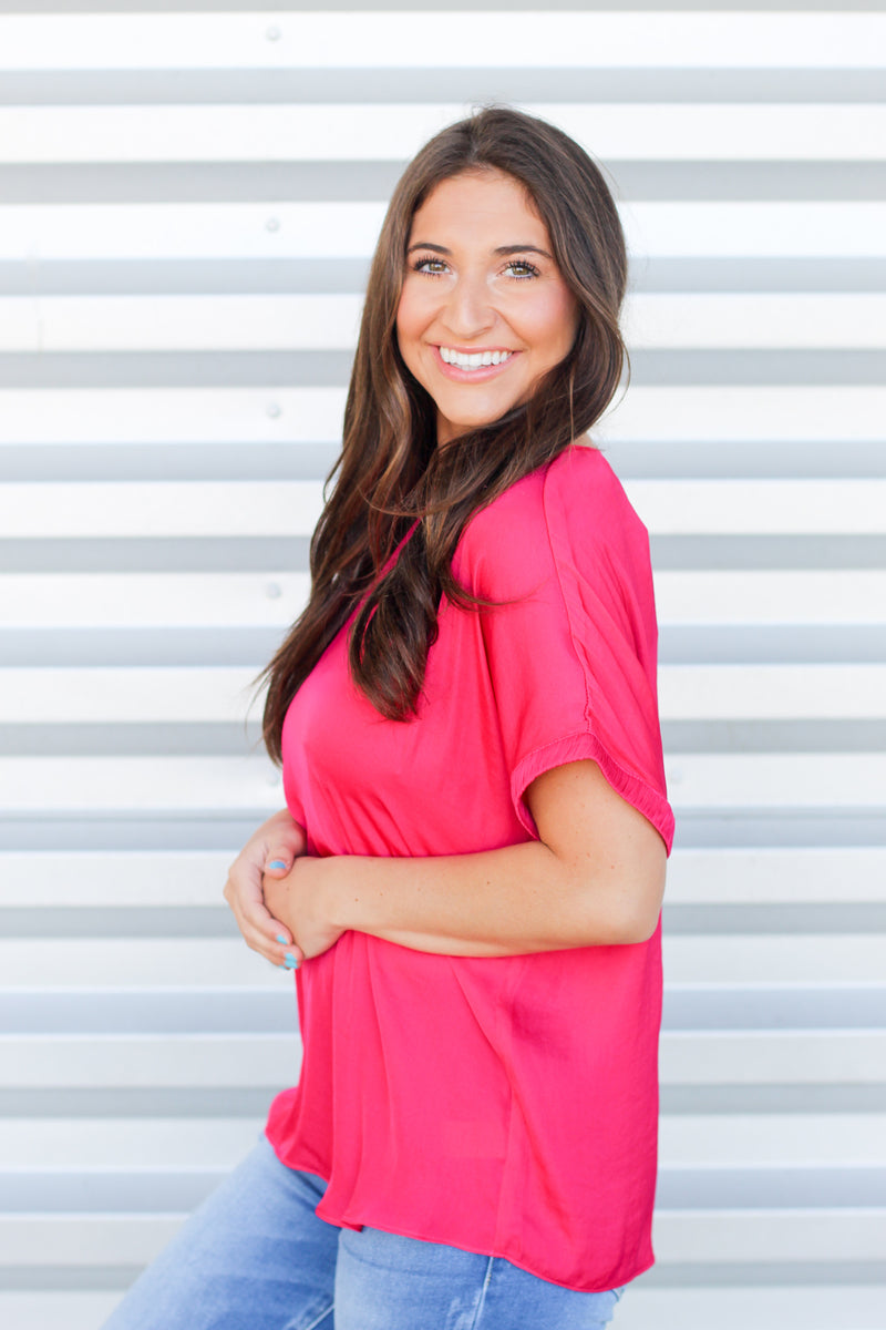 Sunday Evening Top-Hot Pink