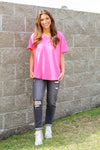 Favorite Waffle Top-Hot Pink