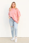 Ollie Oversized Tee-Coral