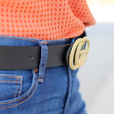 Thick Matte Buckle CG Belt-Black