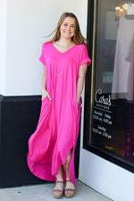 Slouchy Maxi Dress-Hot Pink
