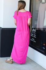 Slouchy Maxi Dress-Hot Pink