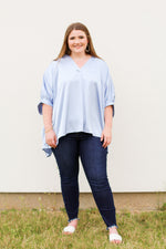 Sweet and Satin Top-Dusty Blue