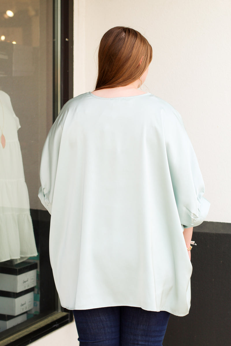 Sweet and Satin Top-Sage