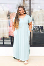 Slouchy Maxi Dress-Pale Turquoise