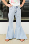 Pinstripe Flares-Light Wash