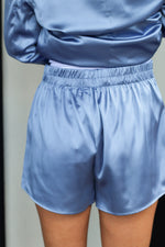Cutest Satin Shorts-Dusty Blue
