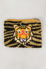 Beaded Coin Pouch-Gold Tiger
